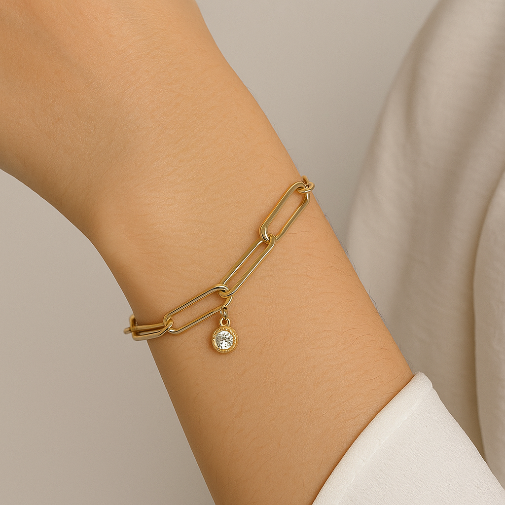 Claudia - Gold Link & Diamond Bracelet
