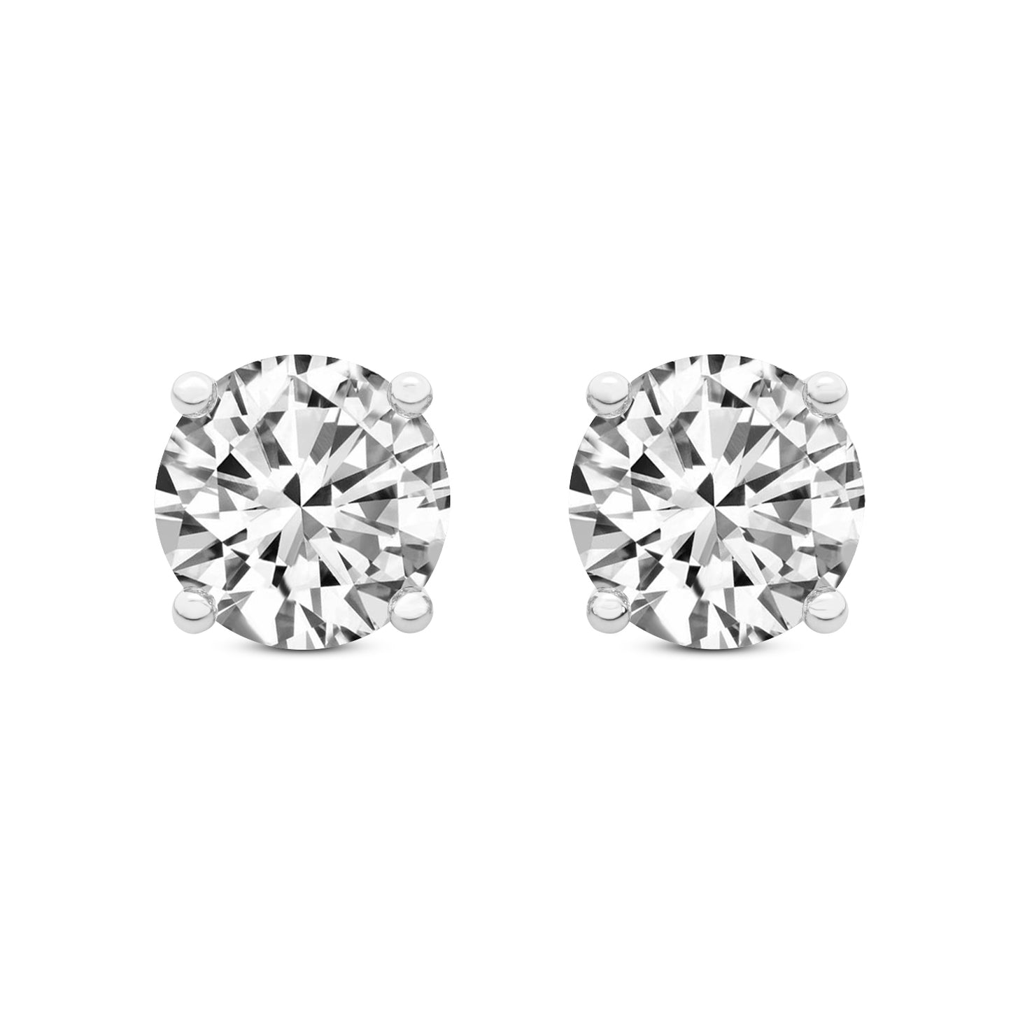 14kt Gold Four Prong Round Lab Diamond Stud Earrings