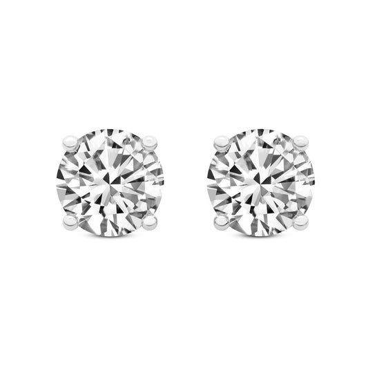 14kt Gold Four Prong Round Lab Diamond Stud Earrings