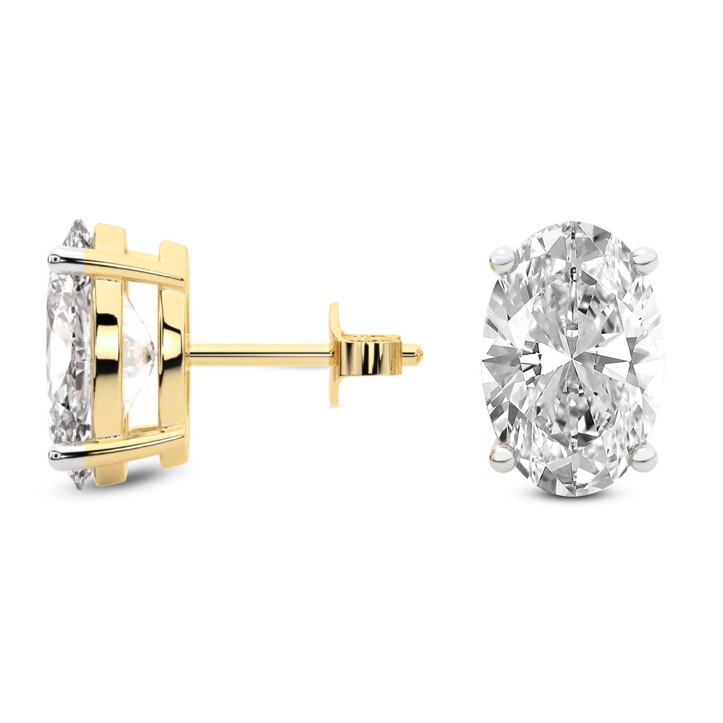 14kt Gold Four Prong Oval Lab Diamond Stud Earrings