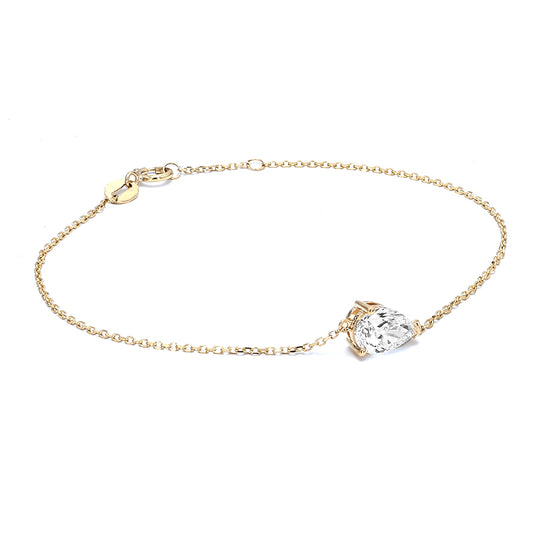 Jessica - Pear Solitaire Diamond Bracelet