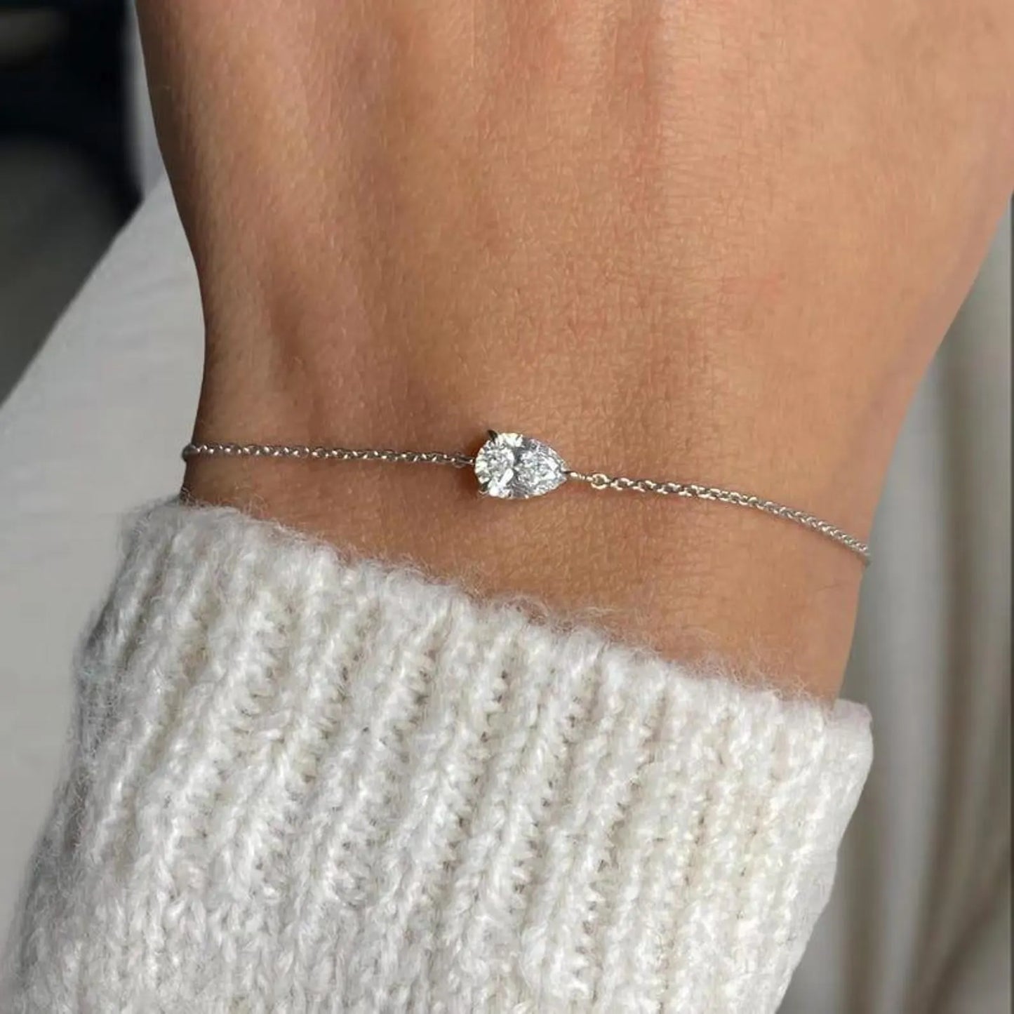 Jessica - Pear Solitaire Diamond Bracelet