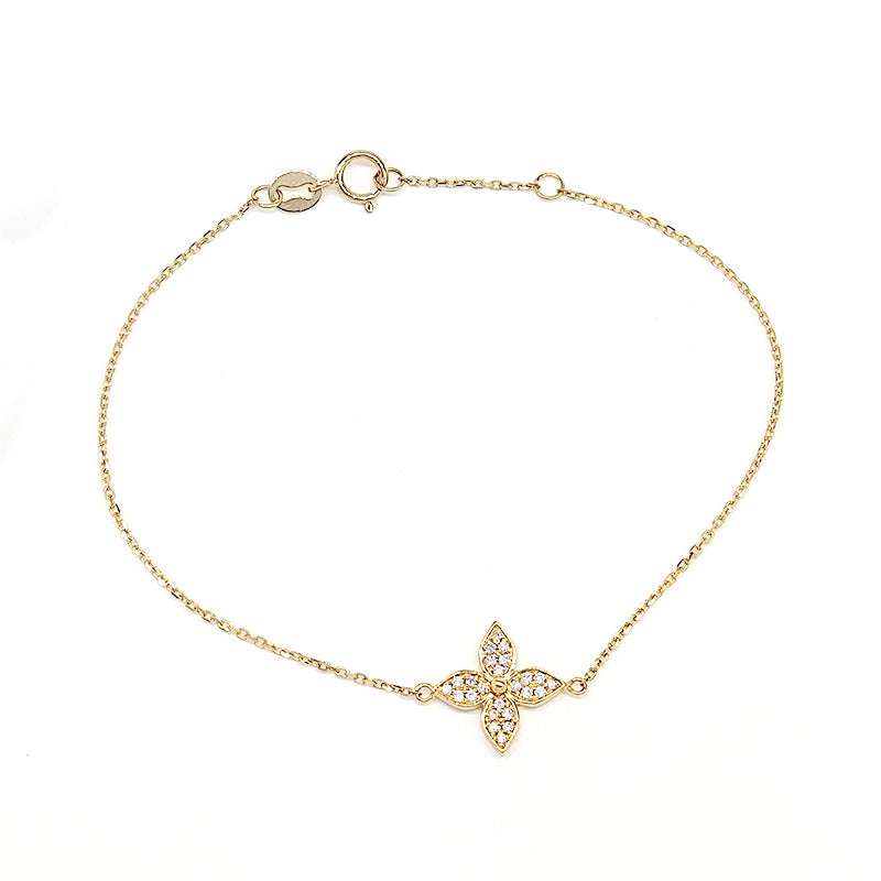 Judy - Gold and Diamond Star Petal Bracelet
