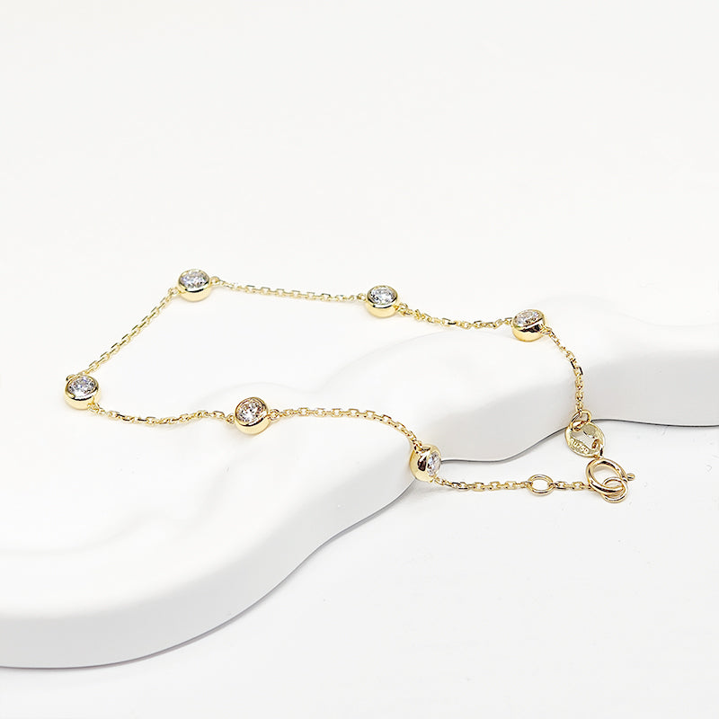 18k Bezeled Diamond Station Bracelet