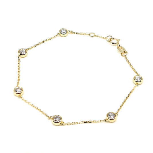 18k Bezeled Diamond Station Bracelet