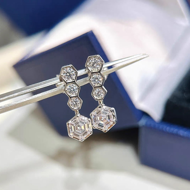 18k Gold Bezeled Diamond Drop Earrings