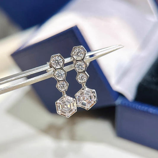 18k Gold Bezeled Diamond Drop Earrings