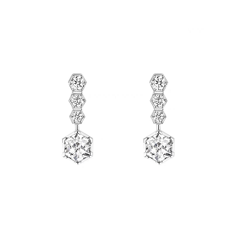 18k Gold Bezeled Diamond Drop Earrings